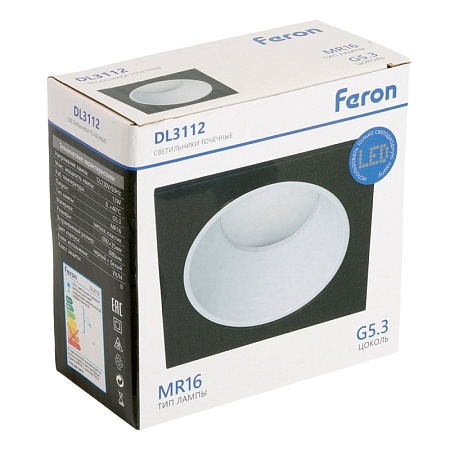 Светильник встраиваемый Feron DL3112 потолочный MR16 G5.3  черный + белый - фото