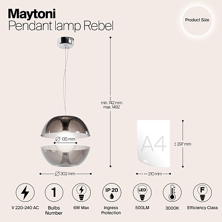 Подвесной светильник Maytoni Rebel MOD322PL-L6B3K - фото