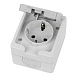 Розетка 2-местная с крышкой с/з STEKKER PST16-22-54, пластик АВS, 250В, 16А, IP54,  белый/серый - фото
