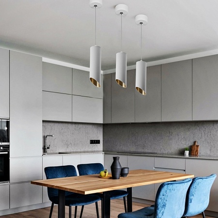 Светильник потолочный Feron ML1838 на подвесе  MR16 35W 230V, белый, золото 55*300 - фото