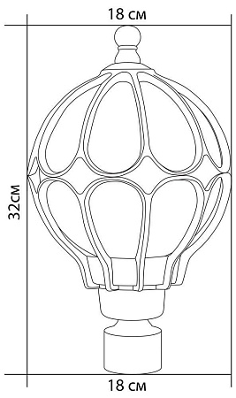 Светильник садово-парковый Feron PL3703  круглый на столб 60W 230V E27, черное золото - фото