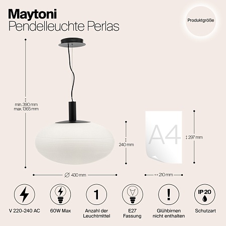 Подвесной светильник Maytoni Perlas P062PL-01W - фото