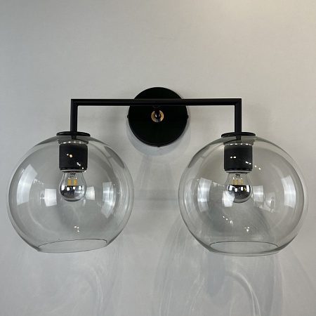 Бра Rh Utilitaire Globe Shade Double Sconce Black Imperiumloft 123272-22 - фото