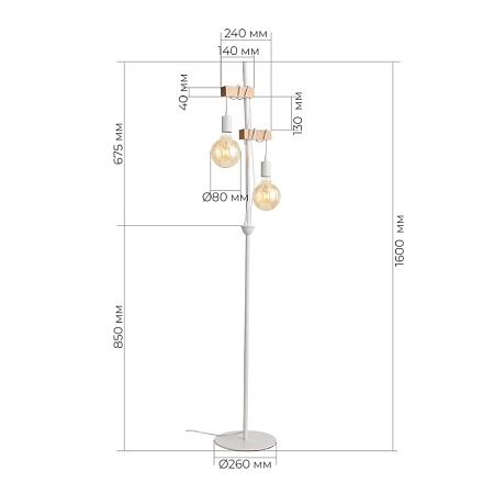 Светильник напольный Белый, Светлое дерево E27 2*60W SL1142.505.01 - фото