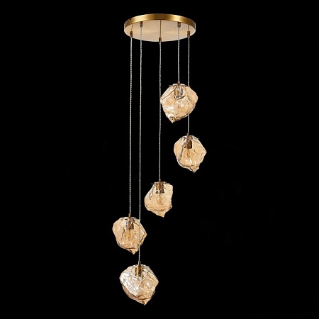 Светильник подвесной ST-Luce Латунь/Янтарный E14 5*40W SL1175.303.05 - фото