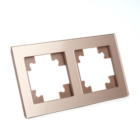 Рамка 2-местная, стекло, STEKKER, GFR00-7002-02 , серия Катрин, шампань - фото