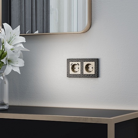 Розетка с заземлением шампань WL11-SKG-01-IP20 - фото