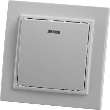 Выключатель 1-клавишный c индикатором STEKKER, PSW10-9001-01, 250В, 10А, серия Эрна, белый - фото