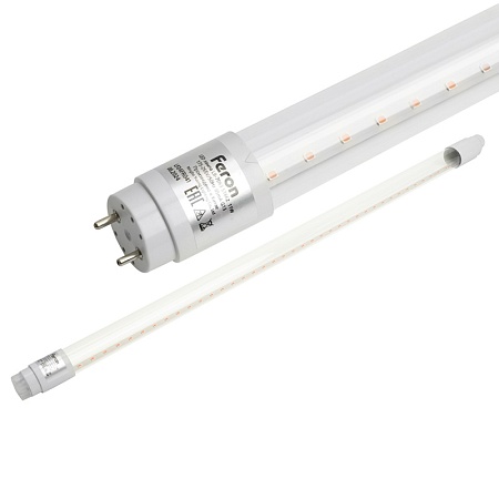 Лампа светодиодная для растений T8 Feron LB-7063 G13 стекло 0,6м 11W 175-265V красно-синий спектр - фото