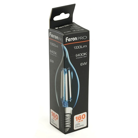Лампа светодиодная Feron.PRO LB-1216 Свеча на ветру E14 6W 175-265V 6400K - фото