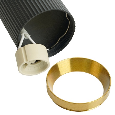 Светильник потолочный Feron ML190 Barrel GATSBY MR16 GU10 35W 230V, черный + античное золото - фото