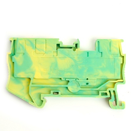 Зажим пружинный, 3-проводной проходной ЗНИ - 2,5 , JXB PT 2.5  TW, желтый, зеленый LD573-1-25 - фото