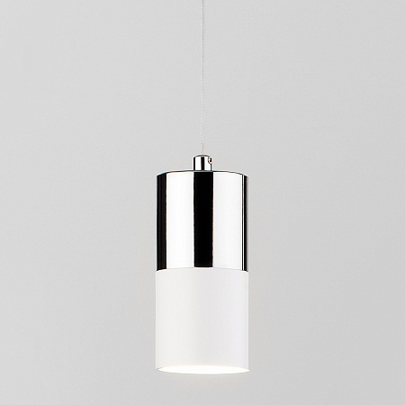 Подвесной светильник лофт с хромированной вставкой 50146/1 хром/белый - фото