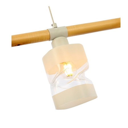 Светильник подвесной Белый, Светлое дерево/Белый, Прозрачный E27 3*60W SLE114503-03 - фото