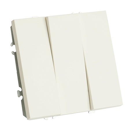 Выключатель 3-клавишный (механизм), STEKKER, 250В, 10А, серия Эмили, RSW10-5108-01, белый фарфор, soft touch - фото