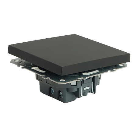 Переключатель 1-клавишный (механизм), STEKKER, 250В, 10A, серия Эмили, RSW10-5105-05, черный уголь, soft touch - фото