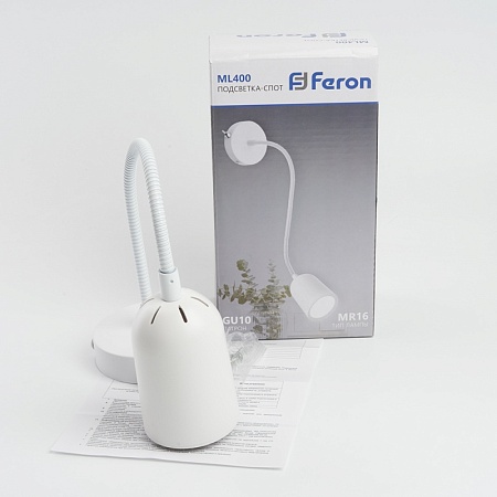ML400 настенный под лампу с выключателем MR16/GU10, 35W,  белый - фото