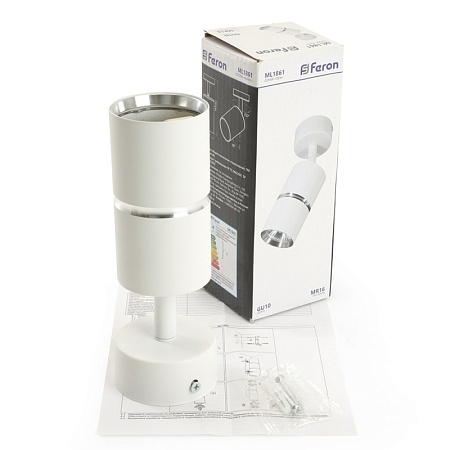 Светильник Feron ML1861 ZEN  настенно-потолочный под лампу GU10, белый, хром - фото