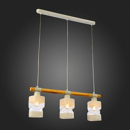 Светильник подвесной Белый, Светлое дерево/Белый, Прозрачный E27 3*60W SLE114503-03 - фото
