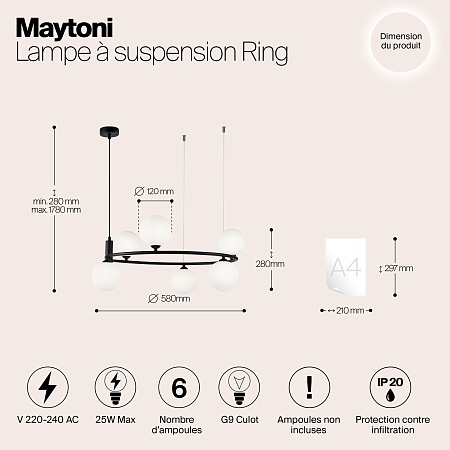 Подвесной светильник Maytoni MOD013PL-06B - фото