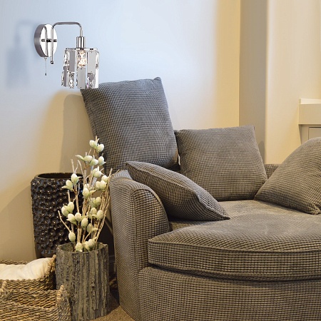 Настенный светильник Eurosvet 10101/1 хром/прозрачный хрусталь Strotskis - фото