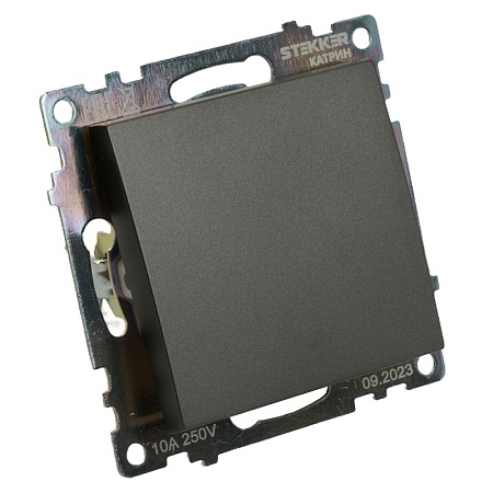 Переключатель 1-клавишный (механизм), 250В, 10А, серия Катрин, графит, GLS10-7105-06 - фото