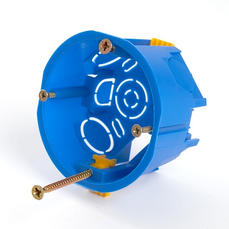 Подрозетник STEKKER EBX20-02-2 с лапками для полых стен, синий (без инд. стикера) - фото