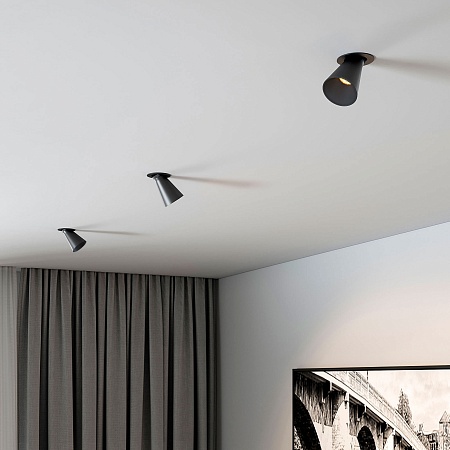 Светильник встраиваемый с антибликовой решеткой Bell 8W 3000K черный 25097/LED Elektrostandard - фото