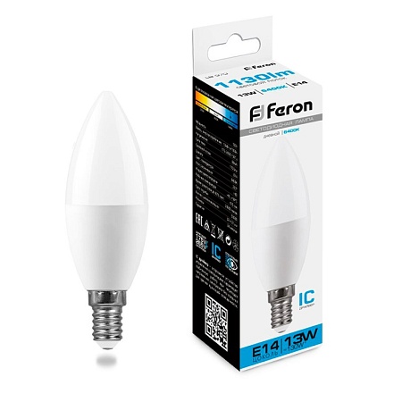 Лампа светодиодная Feron LB-970 Свеча E14 13W 175-265V 6400K - фото