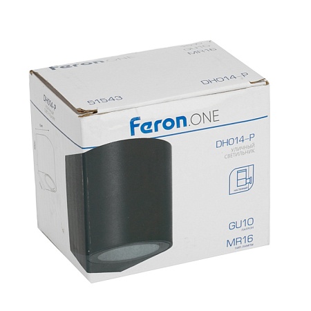 Светильник садово-парковый Feron.ONE DH014-P,на стену, GU10 220-240V, черный пластик - фото