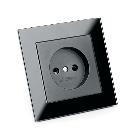 Розетка 1-местная б/з, STEKKER  GLS10-7009-05, 250В, 10А с защитной шторкой, серия Катрин, черный - фото