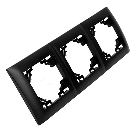 Рамка 3-местная горизонтальная STEKKER, PFR00-9013-03, серия Эрна Элегант, черный - фото