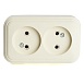 Розетка 2-местная с/з STEKKER, PST16-31-20 (RA 16-238-БЖ), пластик АВС, 250В, 16А, IP20, слоновая кость - фото