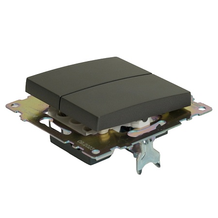 Выключатель 2-клавишный (механизм) 250В, 10А, серия Катрин, графит, GLS10-7104-06 - фото