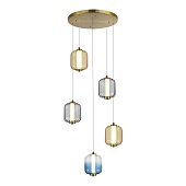 Светильник подвесной ST-Luce Латунь/Янтарный,Дымчатый,Голубой LED 5*10W 3000K SL1193.303.05