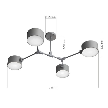 Светильник потолочный Серый/Серый E14 4*60W SLE183702-04 - фото