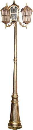 Светильник садово-парковый Feron PL110 четырехгранный,столб  3*60W 230V E27, черное золото - фото