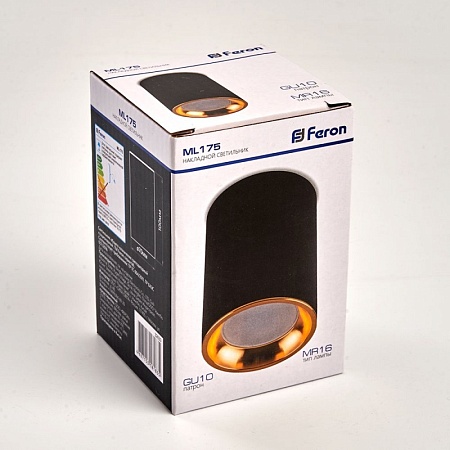 Светильник потолочный Feron ML175 MR16 GU10 35W 230V, черный, золото - фото