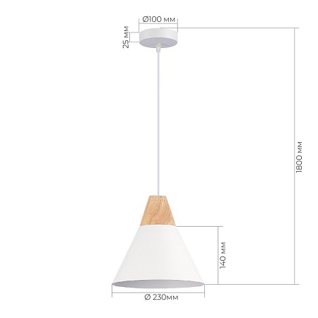 Светильник подвесной Белый/Белый, Светлое дерево E27 1*60W SLE125103-01 - фото