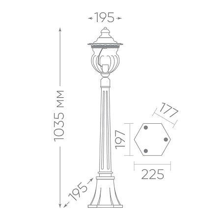 Светильник садово-парковый Feron PL596 столб 60W 230V E27, коричневый - фото