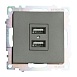 Розетка 2-местная USB (механизм), 250В, 2,1А, серия Катрин, графит, GLS10-7115-06 - фото