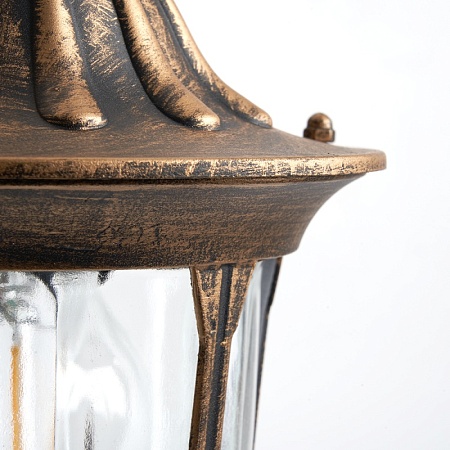 Светильник садово-парковый Feron PL6302 шестигранный на стену вниз 60W 230V E27, черное золото - фото