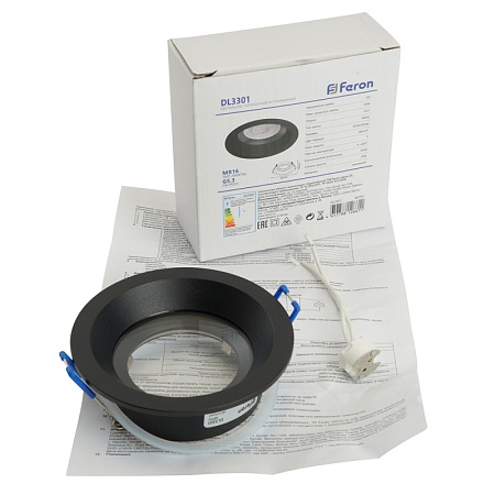 Светильник встраиваемый Feron DL3301 потолочный MR16 G5.3 черный - фото