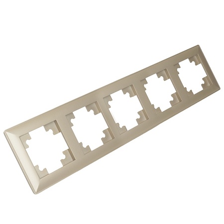 Рамка STEKKER, PFR00-7005-02 5-местная, пластик, серия Катрин, шампань - фото