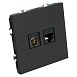 Розетка TV + компьютерная RJ-45 (механизм), STEKKER, RST00-5106-05, серия Эмили, черный уголь, soft touch - фото