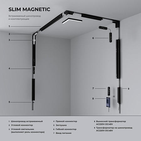 Slim Magnetic Коннектор угловой внутренний для встраиваемого шинопровода под ГКЛ 12,5мм (белый) 85211/00 85211/00 - фото