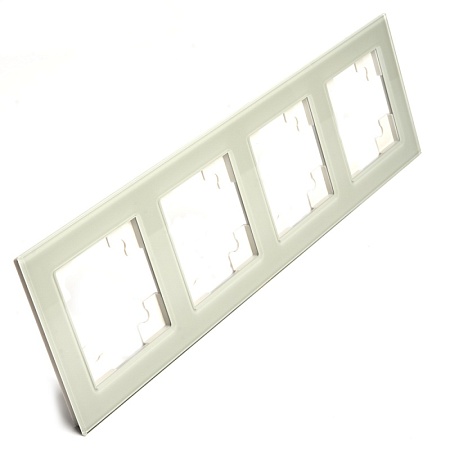 Рамка 4-местная, стекло, STEKKER GFR00-7004-07, серия Катрин, дымчатый - фото