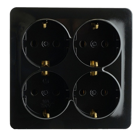 Розетка 4-местная с/з открытой установки, STEKKER, 250В, 16А, IP20, серия София, серебро, MST16-14-03 - фото