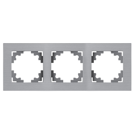 Рамка 3-местная, металл, STEKKER, MFR00-7003-03, серия Катрин, серебро - фото