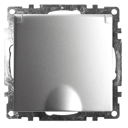 Розетка 1-местная с/з с крышкой (механизм), STEKKER GLS16-7112-03, 250В, 16А с защитной шторкой, серия Катрин, серебро - фото